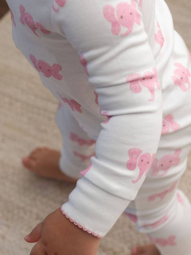 Pink Elephant Pima Cotton Zipper Romper