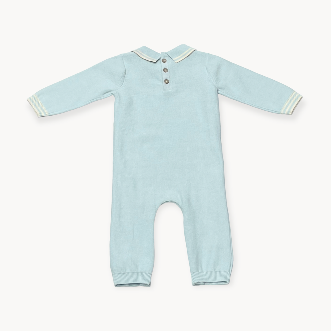 Milan Knit Organic Cotton Collar & Cable Baby Jumpsuit