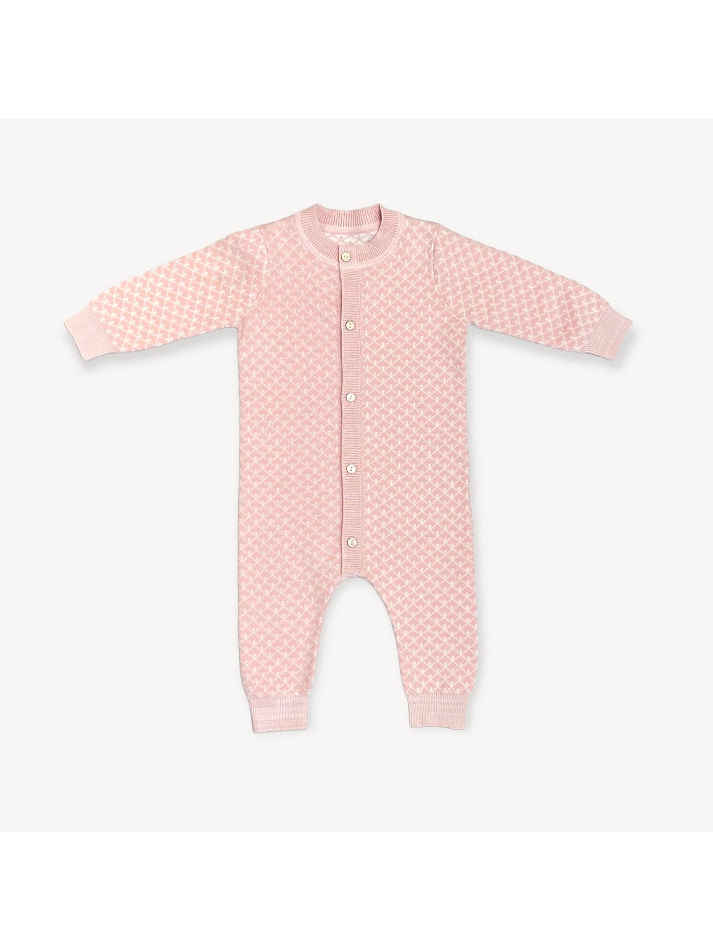 Organic Cotton Milan Jacquard Knit Baby Jumpsuit, Hat & Bootie Set