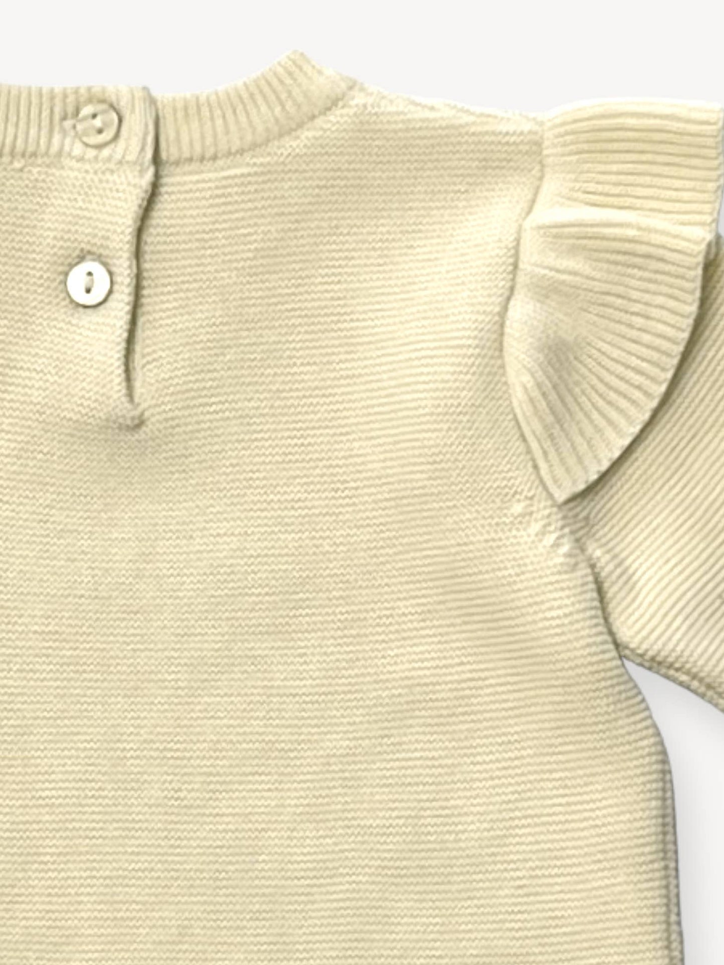 Milan Classic Knit Organic Cotton Ruffle Baby Girl Pullover Sweater