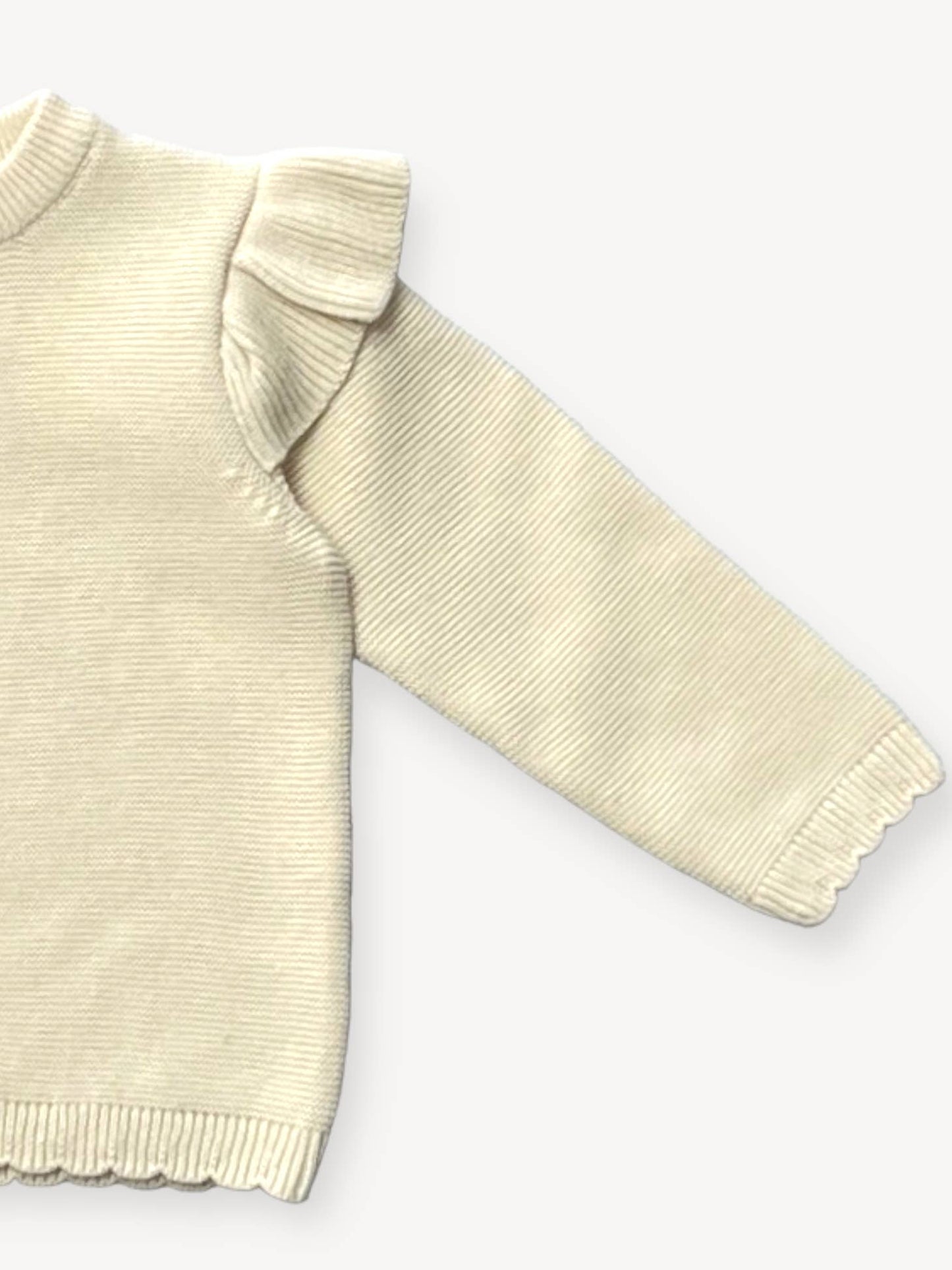Milan Classic Knit Organic Cotton Ruffle Baby Girl Pullover Sweater