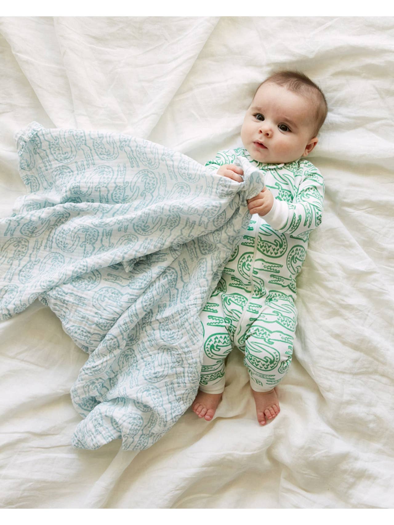 Organic Cotton Alligator Printed Zip Sleeper