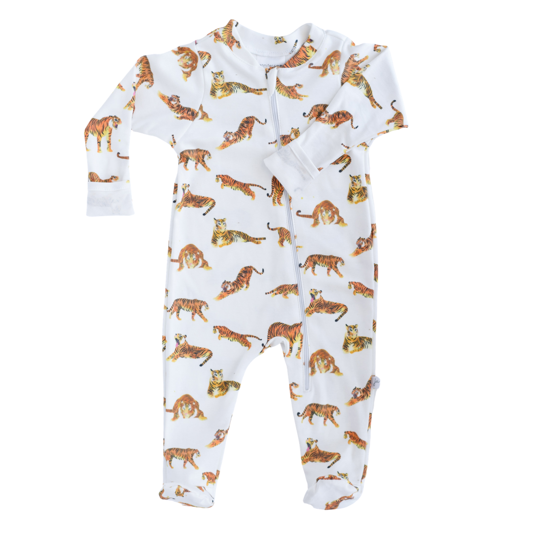 Organic Cotton Bengal Tiger Footie Zipper Pajamas