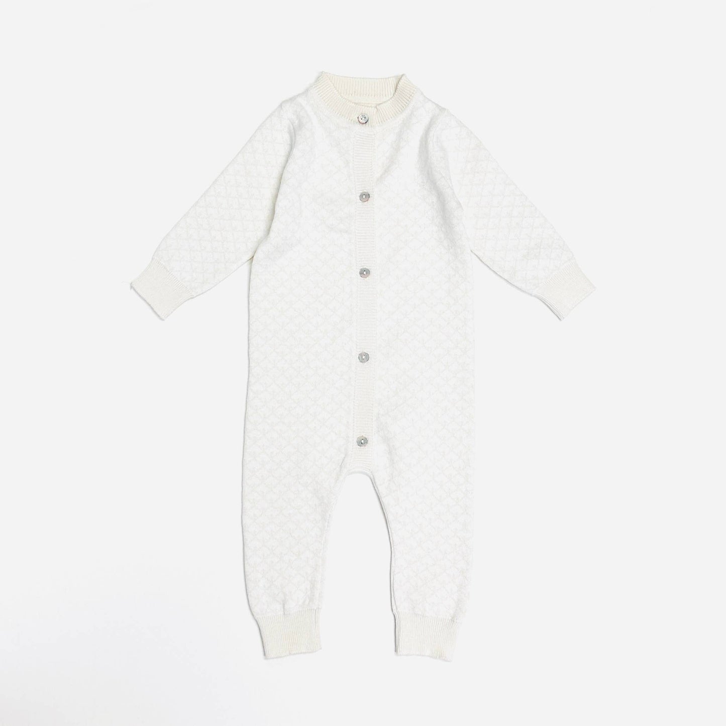 Organic Cotton Milan Jacquard Knit Baby Jumpsuit, Hat & Bootie Set