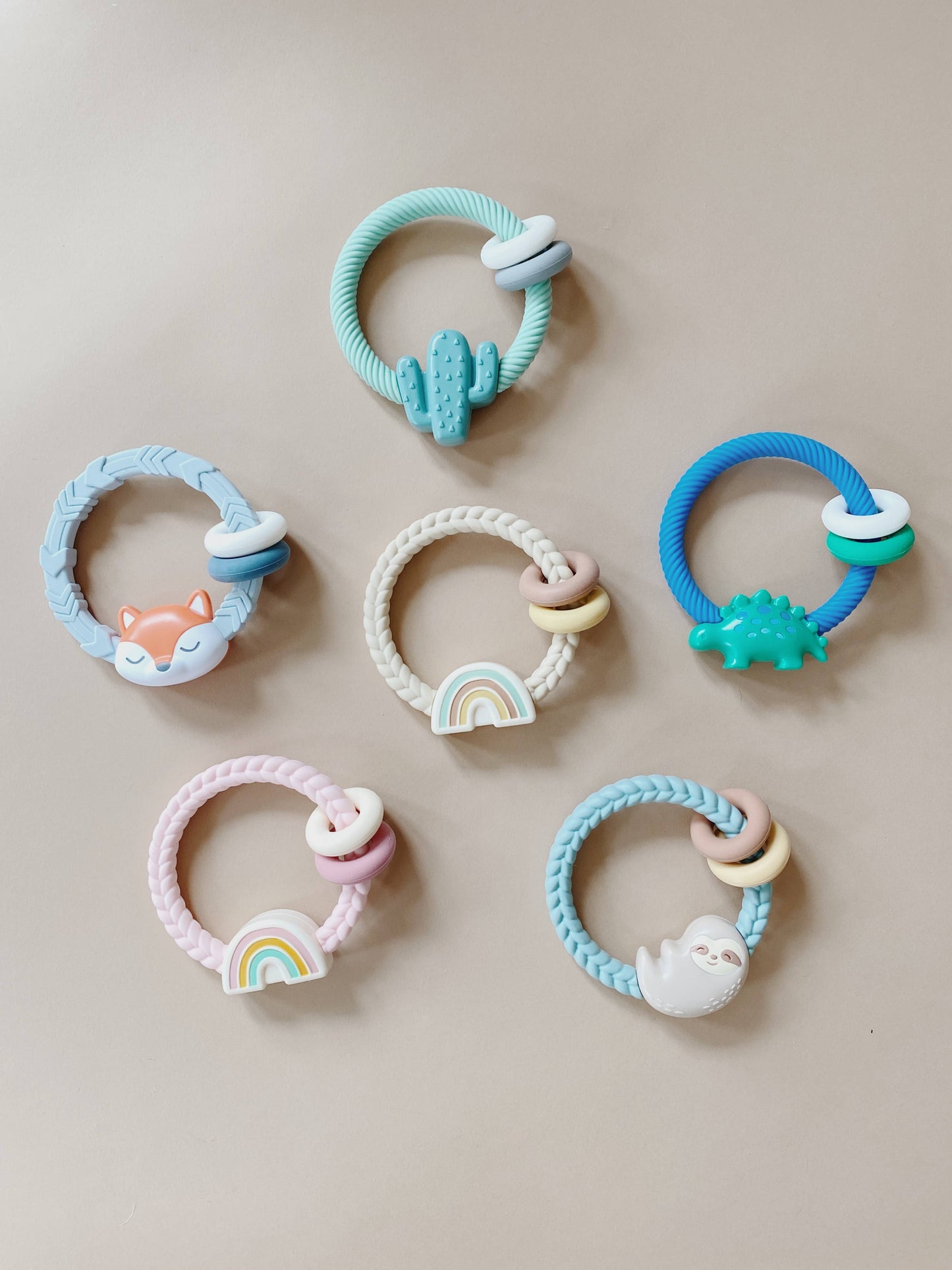Ritzy Rattle™ Silicone Teether Rattles: Rainbow