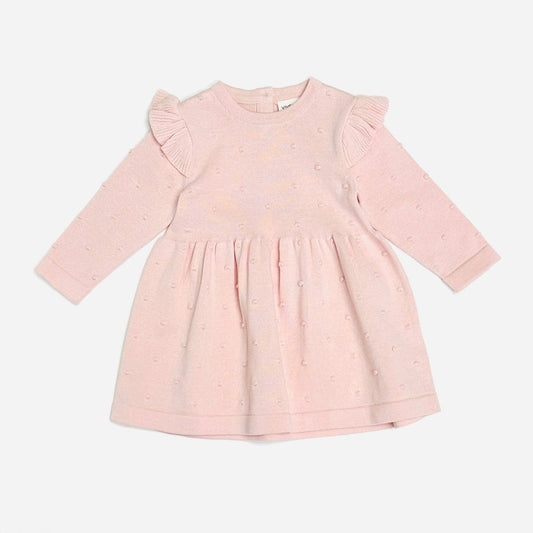 Milan Knit Organic Cotton Ruffle & Bobble Baby Dress